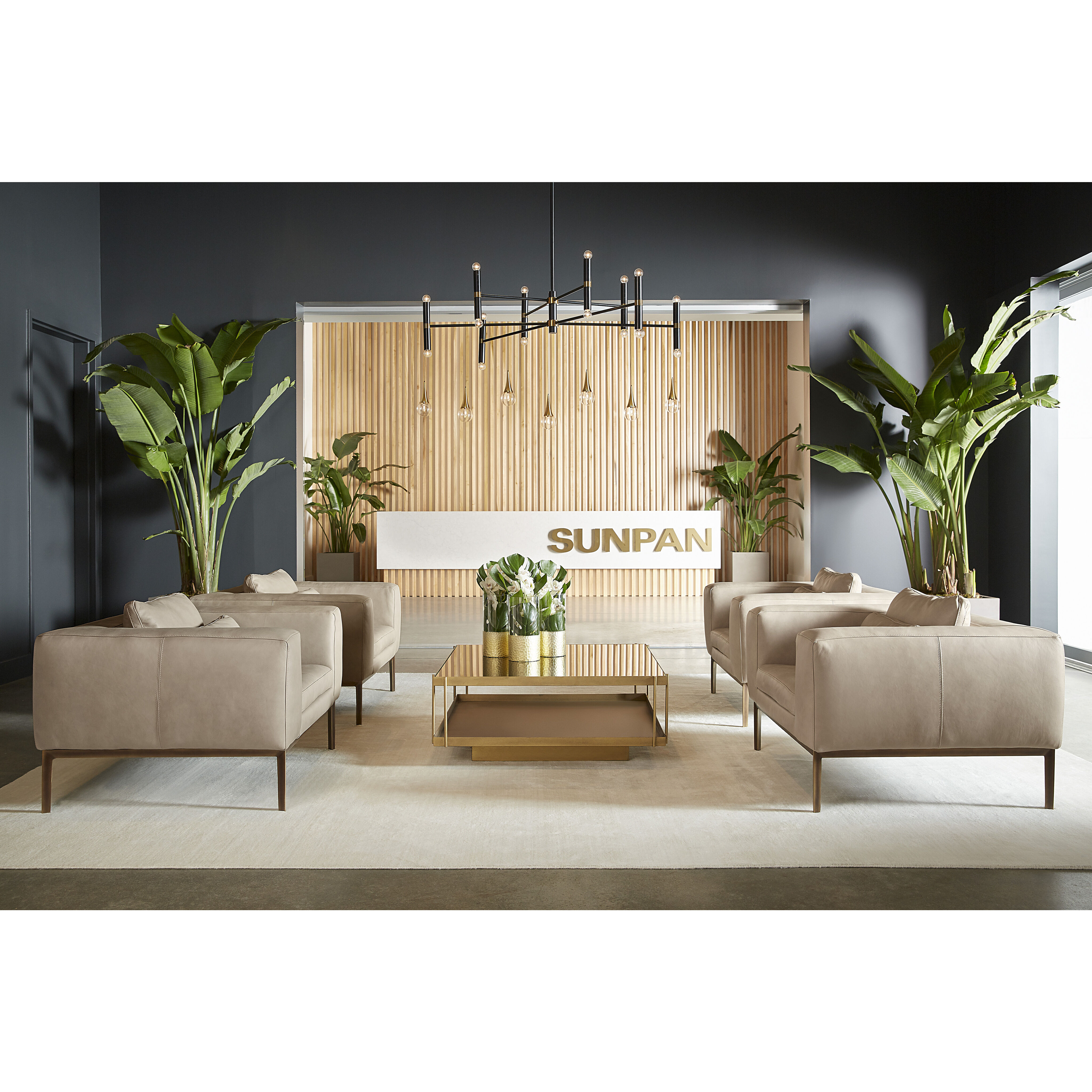 SUNPAN Finch 40 X 40 inch Black / Antique Brass Coffee Table 104124 - Open Box